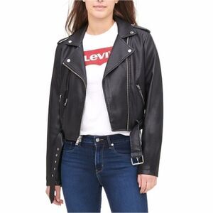 Levi's Premium Leather Motorcycle Moto Jacket Women's Size Small S Black New